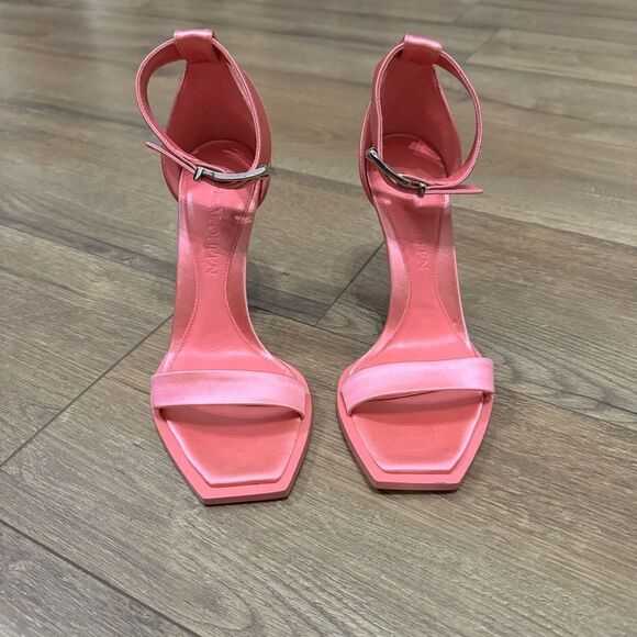 Alexander McQueen Stiletto Sandal Heels Pink Calf Leather Satin US 6.5 / 36.5 - Picture 16 of 16